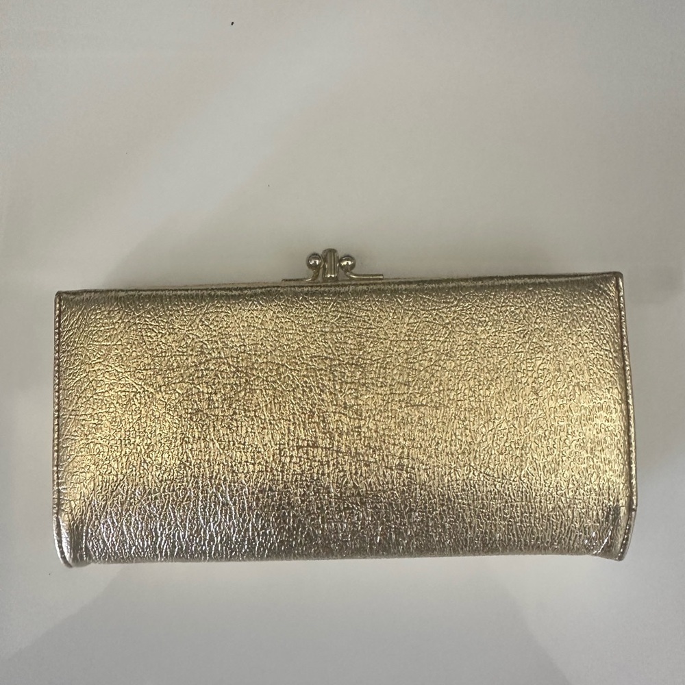 BARONET VINTAGE GOLD FOIL KISS LOCK WALLET CLUTCH